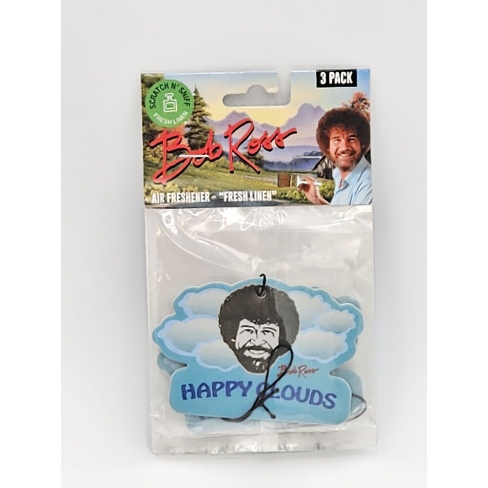 Bob Ross 3 Pack Car Air Freshener Fresh Linen Happy Clouds New